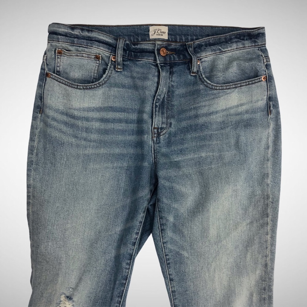J Crew Light Wash Ripped Slim Boyfriend Jeans Size 29 High Waist - Picture 4 of 13